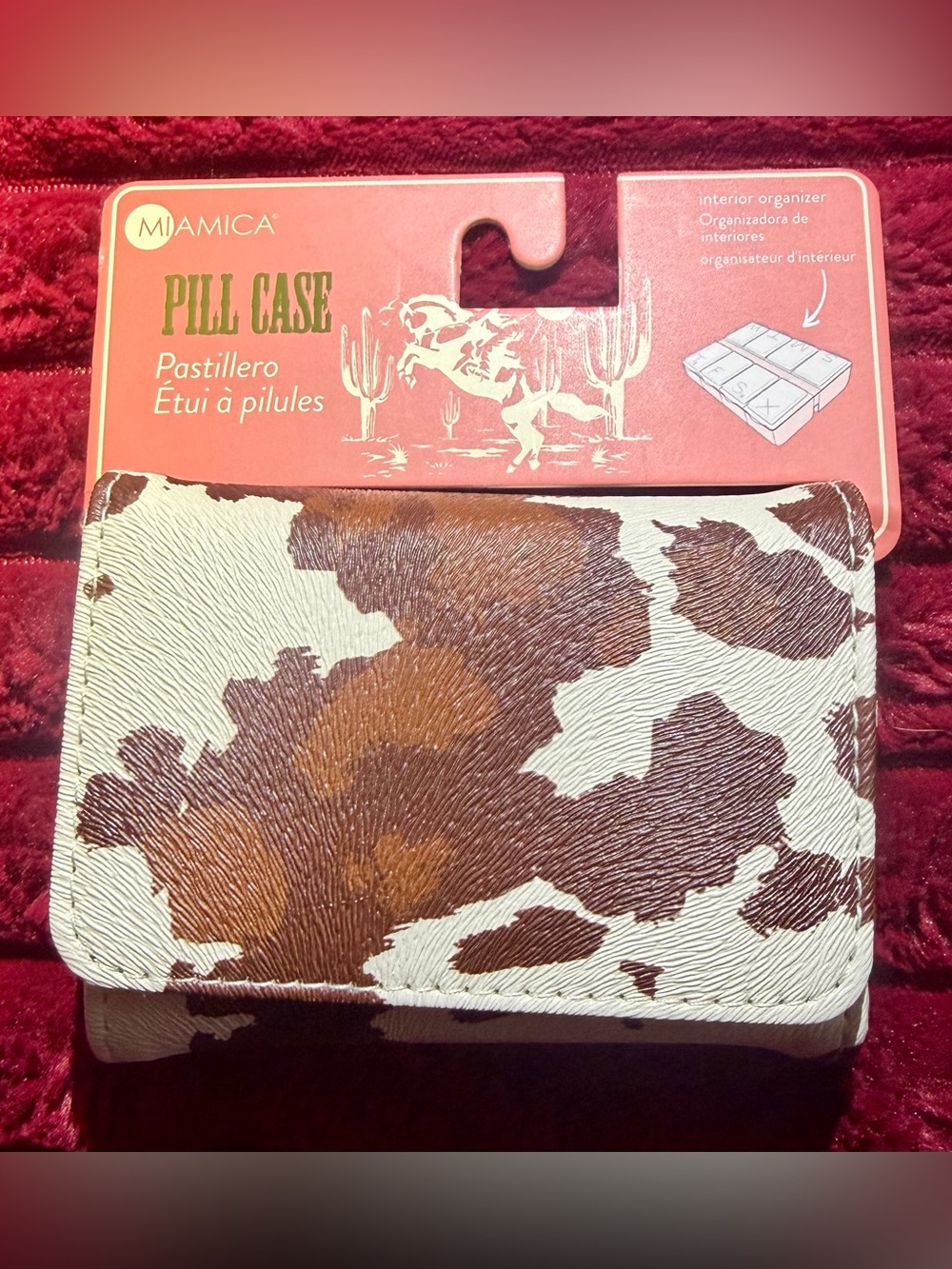 Miamica Brown & Cream Cowhide Pattern Pill Case